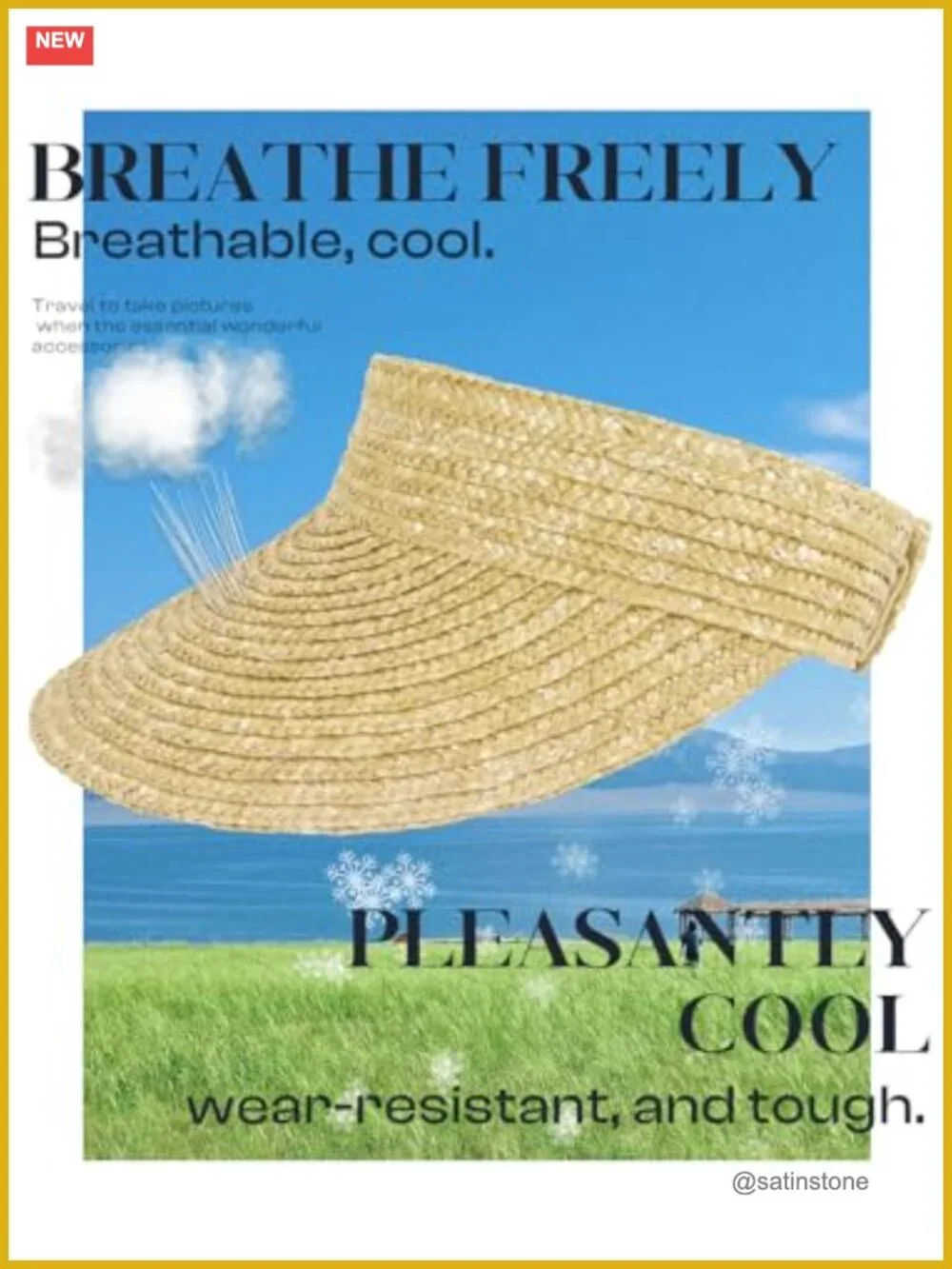 Wide Brim Straw Visor Hat - Packable Sun Protection UPF 50+
